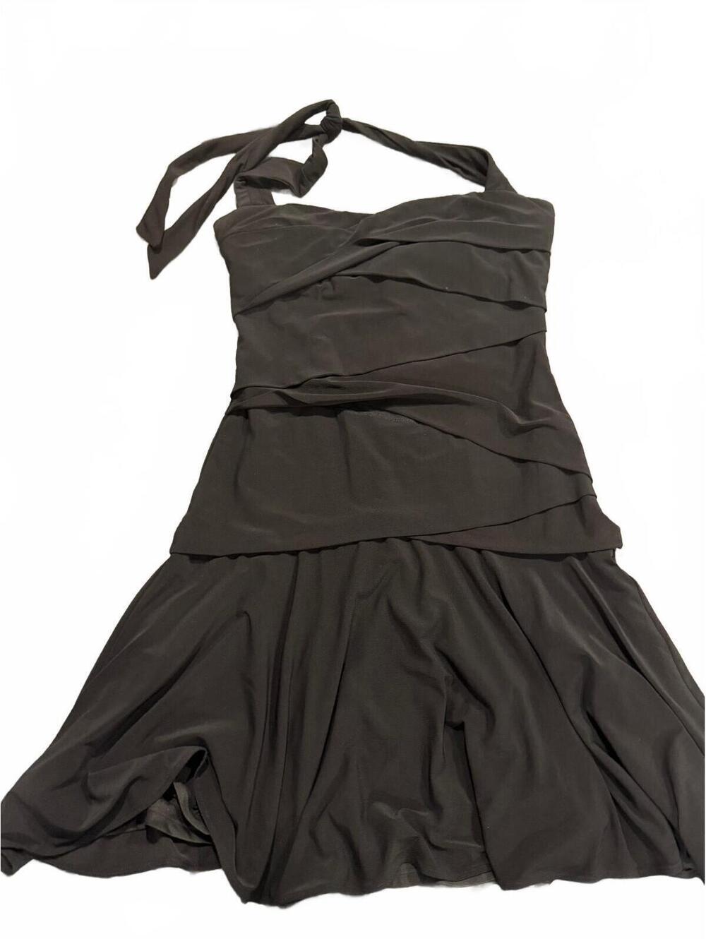 White House Black Market Sit Signature Knit Dress Black Ruffle Size Small